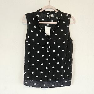 NWT H&M Black White Polka Dot Blouse Small Spring Summer Gift Daughter Mom Gifts